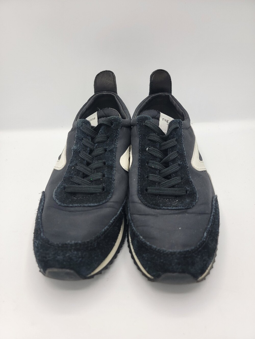Rag & Bone Women's Black Casual Runner Sneakers with White Accent - Picture 4 of 9